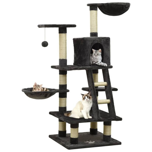 vidaXL Cat Tree with Sisal Scratching Posts Dark Grey 122 cm