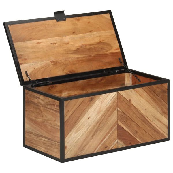 vidaXL Storage Box 60x30x30 cm Solid Wood Acacia and Iron