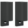 vidaXL Outdoor Wall Lights with Sensors 2pcs Black Die-cast Aluminium