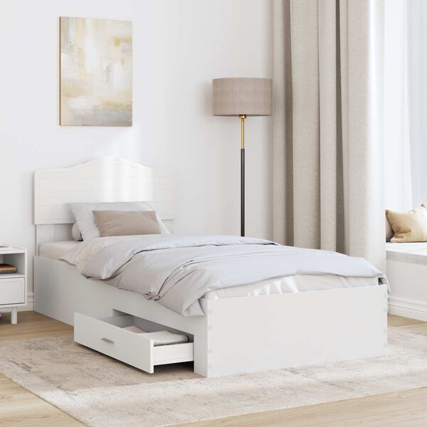 vidaXL Bed Frame with Headboard White 90 x 190 cm Engineered Wood