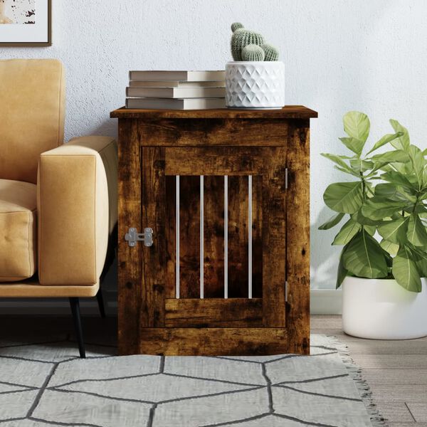 vidaXL Dog Crate Furniture Smoked Oak 55x75x65 cm Engineered Wood