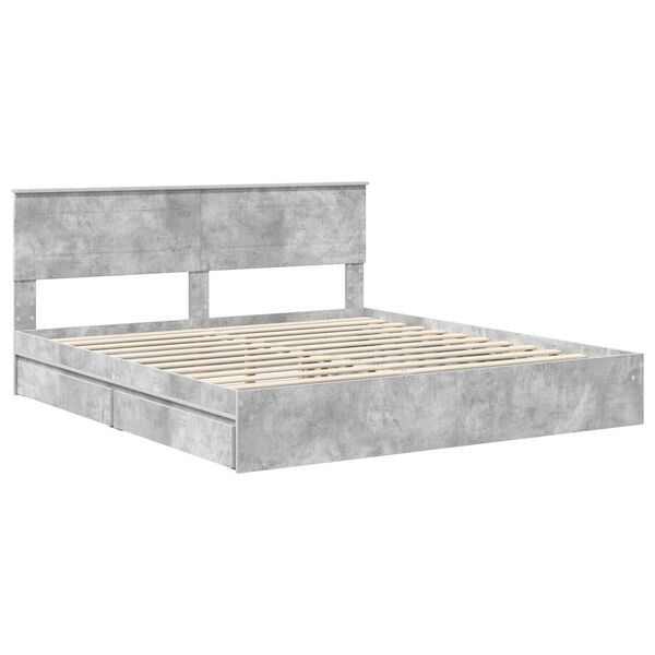 vidaXL Storage Bed Concrete Grey 180 x 200 cm Engineered Wood
