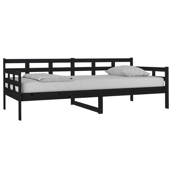 vidaXL Day Bed without Mattress Black Solid Wood Pine 90x200 cm