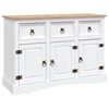vidaXL Sideboard | White body and brown top | Solid pinewood | 132x43x78 cm