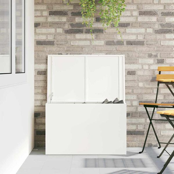 vidaXL Outdoor Storage Box White 80 x 50.5 x 50 cm Steel