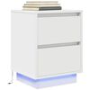 vidaXL Bedside Cabinets with LED Lights 2 pcs White 38x34x50 cm