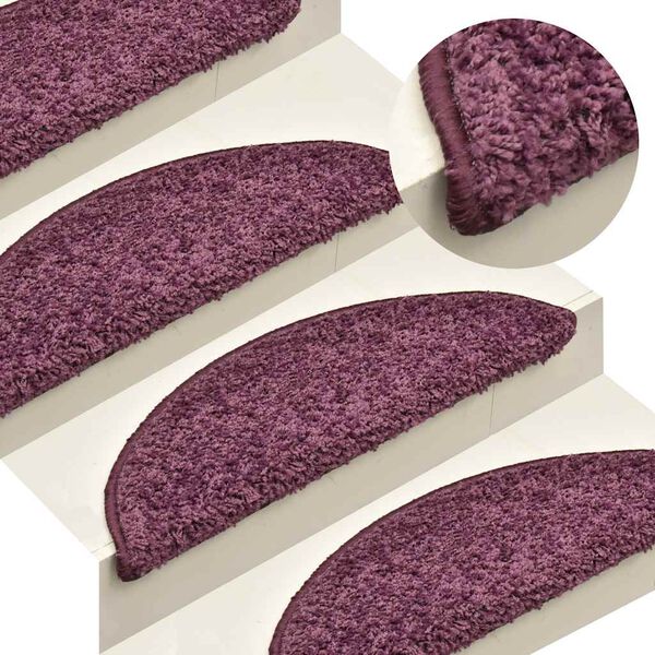 vidaXL Stair Mats 15 pcs 56x17x3 cm Dark Purple Half Round