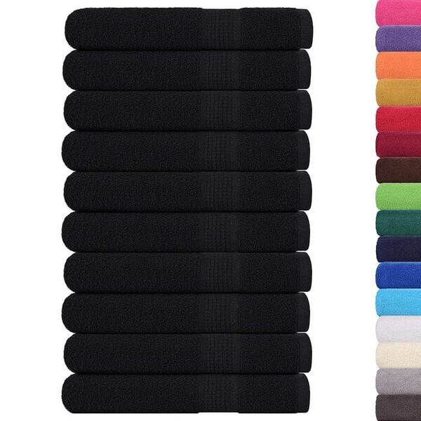 vidaXL Towels 10 pcs "FROGN" Black 100x200 cm 100% Cotton