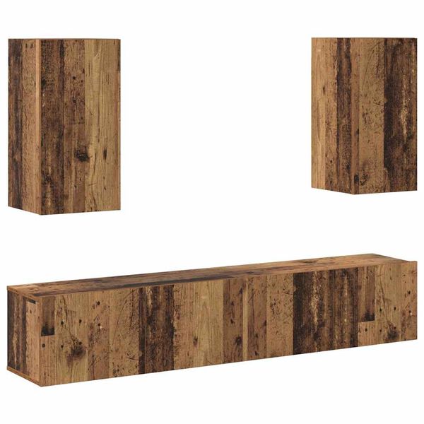 vidaXL TV Cabinet Set Wall-mounted 4 pcs Old Wood Engineered Wood