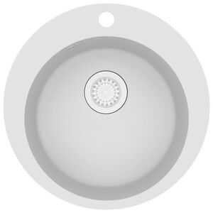 vidaXL Granite Kitchen Sink Single Basin Round White