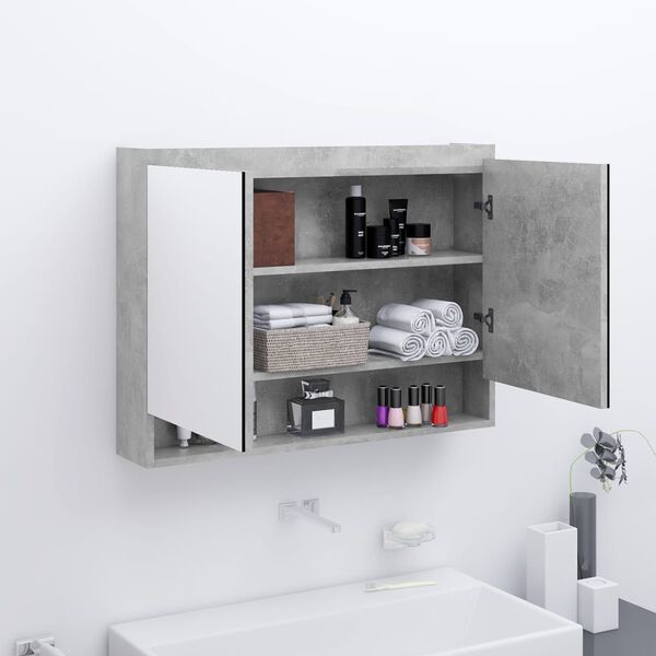 vidaXL Bathroom Mirror Cabinet 80x15x60 cm MDF Concrete Grey