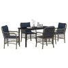vidaXL Garden Dining Set with Cushion 5 pcs Grey and Black Rattan