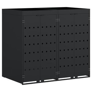 vidaXL Wheelie Bin Storage for 2 Bins Black 136 x 77.5 x 121.5 cm