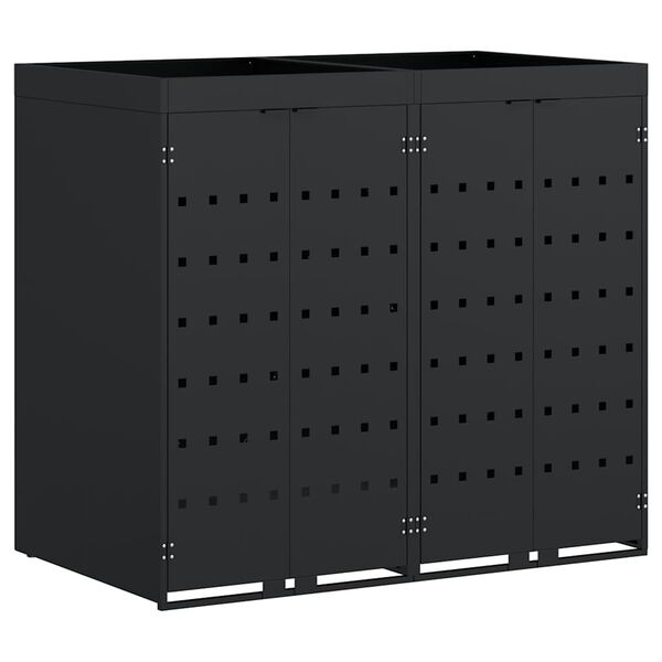 vidaXL Wheelie Bin Storage for 2 Bins Black 136 x 77.5 x 121.5 cm