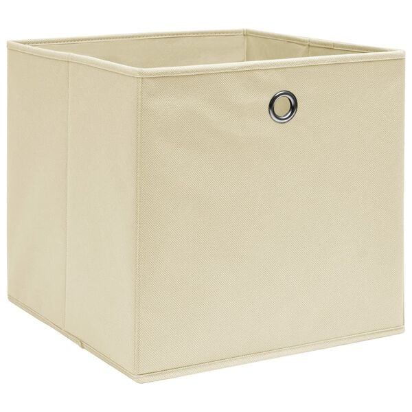 vidaXL Storage Boxes 10 pcs Non-woven Fabric 28x28x28 cm Cream