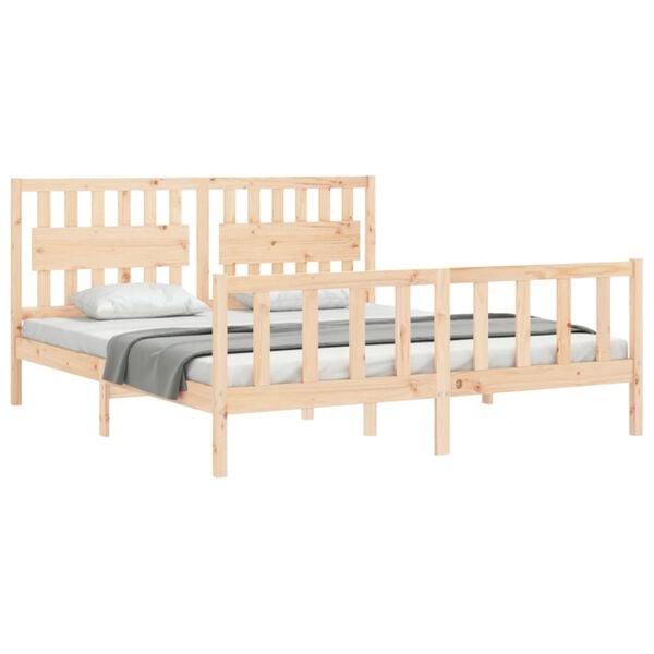 vidaXL Bed Frame without Mattress Super King Size Solid Wood Pine