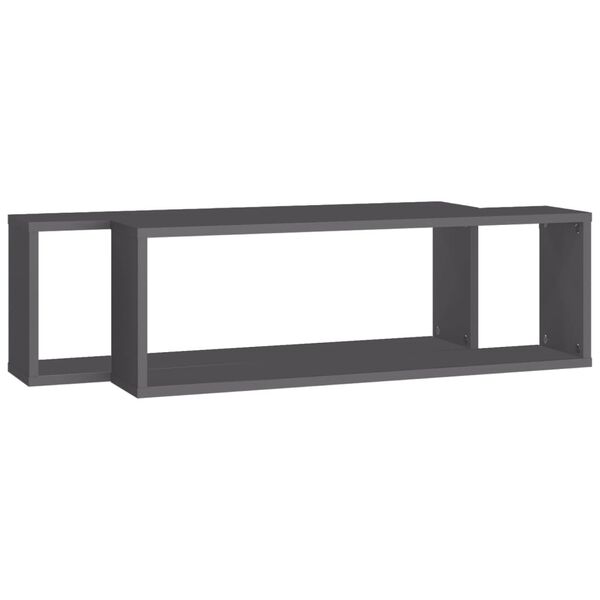vidaXL Wall Cube Shelf 2 pcs Grey 80x15x26.5 cm Engineered Wood