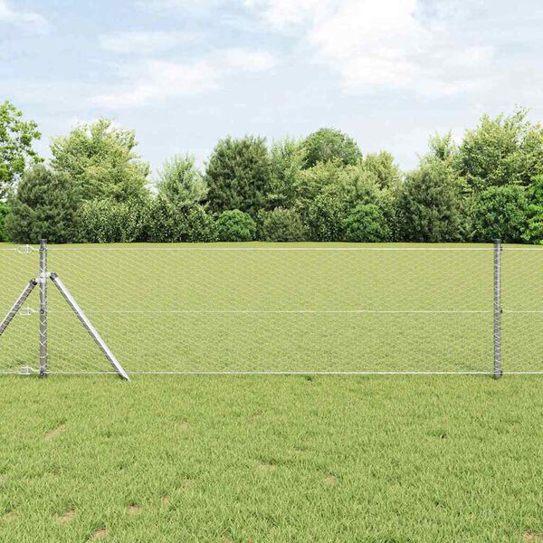vidaXL Fence Post Silver 10 x 0.6 m (25 mm mesh) Steel