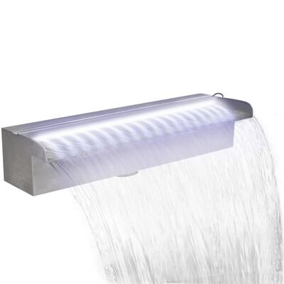 Rectangular Waterfall Pool Fountain with LEDs Stainless Steel 45 cm