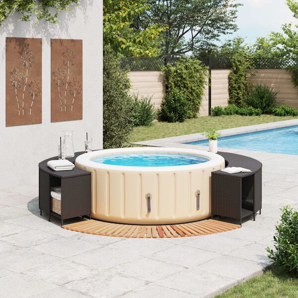 vidaXL Hot Tub Surround Black Poly Rattan and Solid Wood Acacia