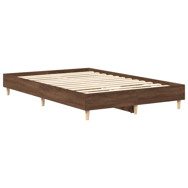 vidaXL Bed Frame No Mattress Brown Oak 135x190 cm Double Engineered Wood