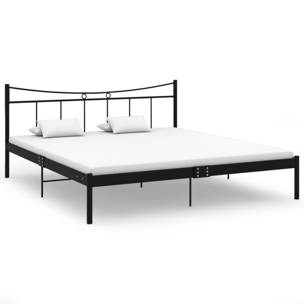 vidaXL Bed Frame without Mattress Black Metal 180x200 cm Super King