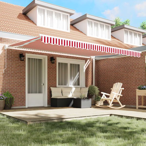 vidaXL Retractable Awning Red and white 450 x 300 cm Fabric