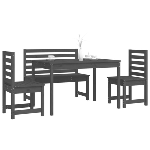 vidaXL 4 Piece Garden Dining Set Grey Solid Wood Pine