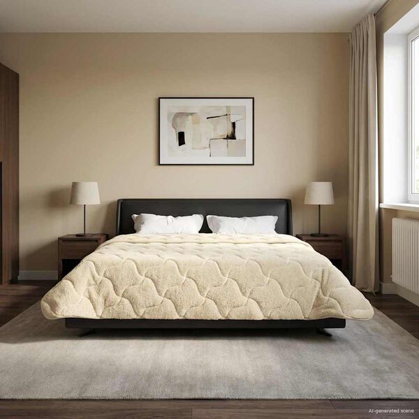 vidaXL Winter Duvet Cream 220 x 240 cm Microfiber and Teddy fleece