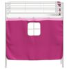 vidaXL Kids'Loft Bed Frame with Curtains White and Pink 90 x 201 cm