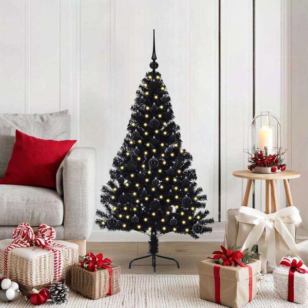 vidaXL Artificial Pre-lit Christmas Tree Black 120 cm PVC