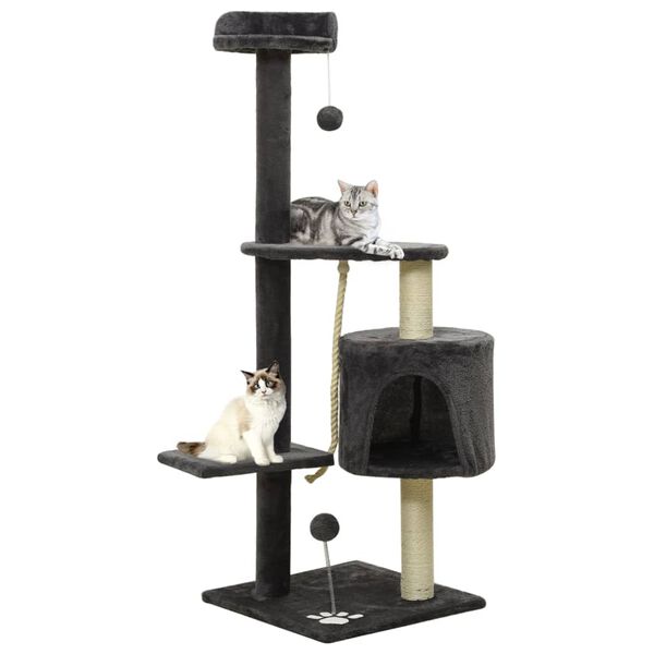 vidaXL Cat Tree with Sisal Scratching Posts Dark Grey 120 cm