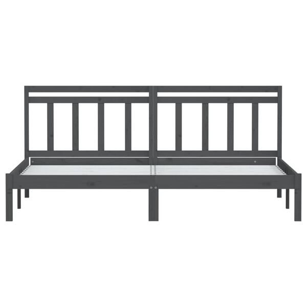 vidaXL Bed Frame without Mattress Grey Solid Wood 200x200 cm (810039+814116)