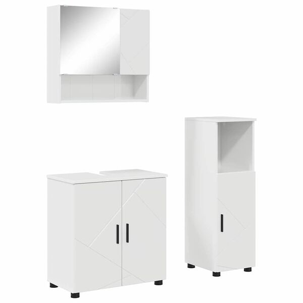 vidaXL Bathroom Furniture Set Wall-mounted 3 pcs High Gloss White