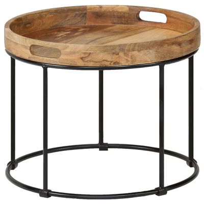vidaXL Coffee Table Solid Mange Wood and Steel 50x40 cm