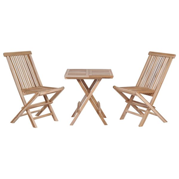 vidaXL 3 Piece Folding Bistro Set Solid Teak Wood