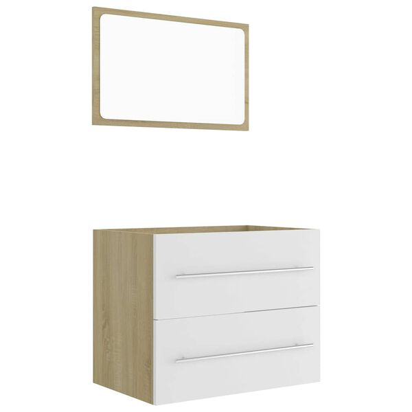 vidaXL 2 Piece Bathroom Furniture Set White and Sonoma Oak Engineered Wood