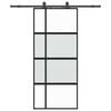 vidaXL Sliding Door with Hardware Set Black 90x205 cm Tempered Glass