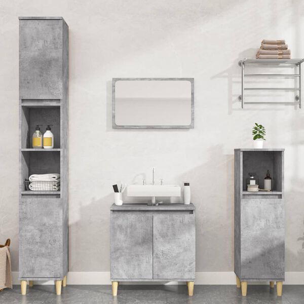 vidaXL 4 Piece Bathroom Furniture Set Concrete Grey Engineered Wood