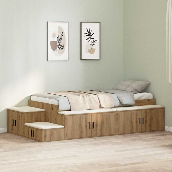 vidaXL Storage Bed Frame Artisan Oak 80 cm Engineered Wood