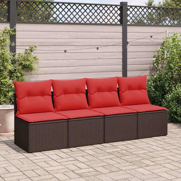 vidaXL 2 Piece Garden Sofa Set with Cushions Brown Poly Rattan Acacia