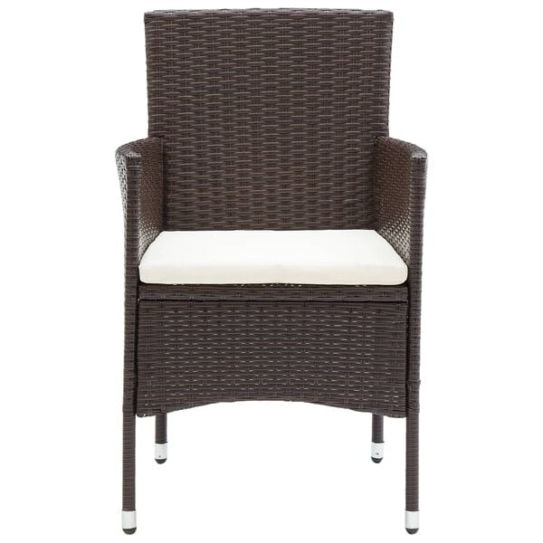 vidaXL Garden Dining Chairs 2 pcs Poly Rattan Brown