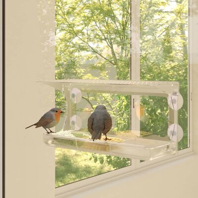 vidaXL Window Bird Feeders 2 pcs Acrylic 30x12x15 cm