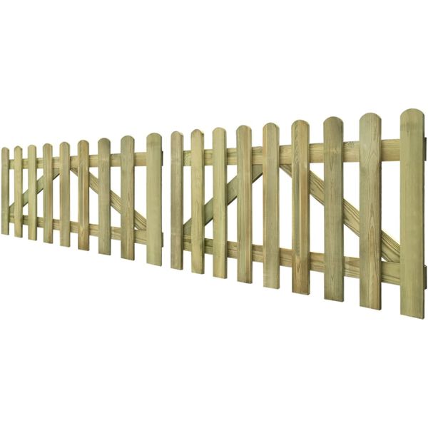 vidaXL Picket Fence Gate 2 pcs Impregnated Wood 300x80 cm