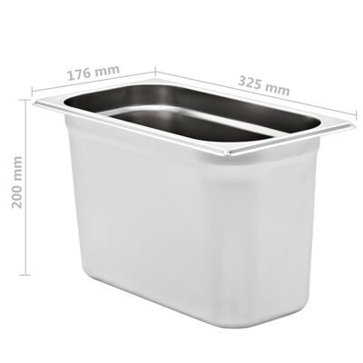 vidaXL Gastronorm Containers 4 pcs GN 1/3 200 mm Stainless Steel