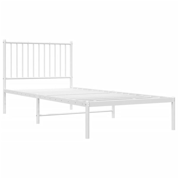 vidaXL Metal Bed Frame without Mattress with Headboard White 90x200cm