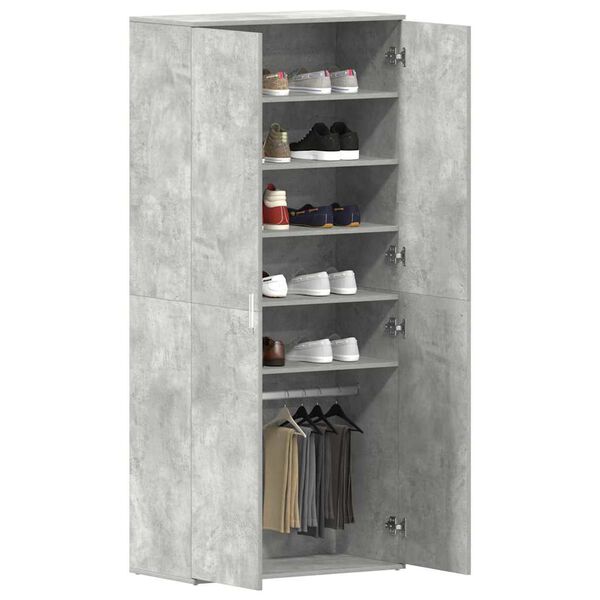 vidaXL Shoe Cabinet Concrete Grey 80 x 39 x 178 cm Engineered Wood