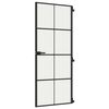 vidaXL Interior Door Slim Black 83x201.5 cm Tempered Glass and Aluminium
