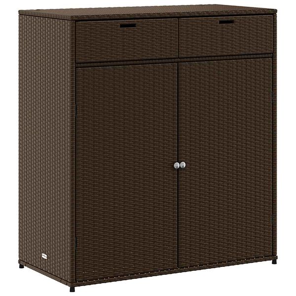 vidaXL Garden Storage Cabinet Brown 105x55x113 cm Poly Rattan