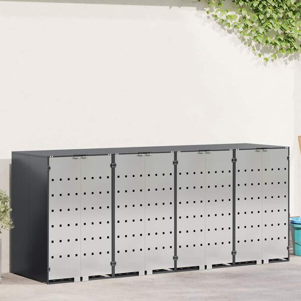vidaXL Wheelie Bin Storage for 4 Bins Anthracite 272 x 77.5 x 115.5 cm